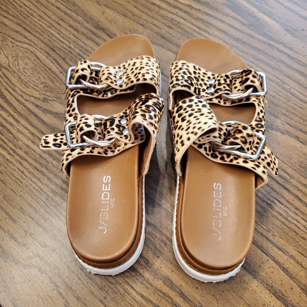 J/Slides "Leighton" Leopard Print Double Buckle S… - image 3